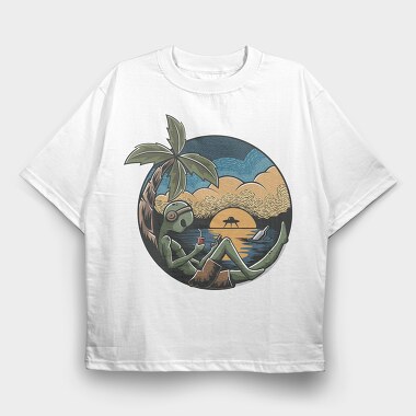 Alien Beach Lounge, Tricou Oversize Barbati (Unisex)