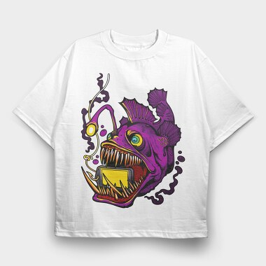 Angler Fish Glow, Tricou Oversize Barbati (Unisex)