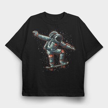 Astronaut Skateboarding, Tricou Oversize Barbati (Unisex)