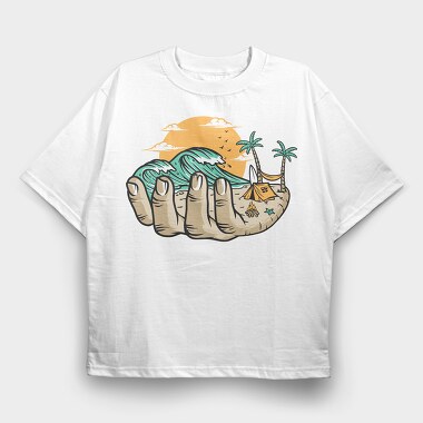 Beach Hand Tent, Tricou Oversize Barbati (Unisex)