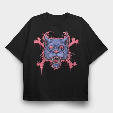 Bloodthirsty Feline Roar, Tricou Oversize Barbati (Unisex)