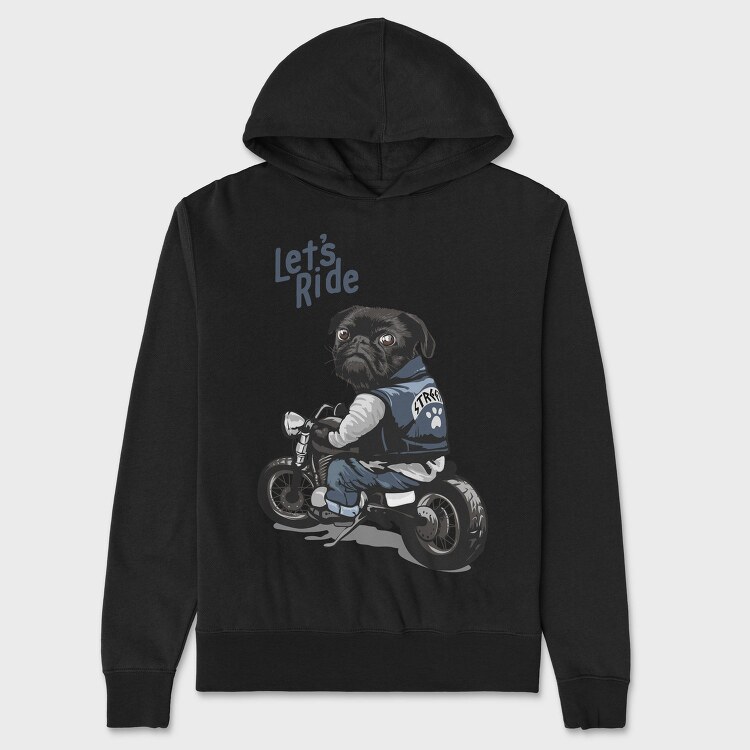 Pug Street Rider, Hanorac Oversize Barbati (Unisex)