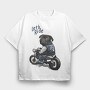 Pug Street Rider, Tricou Oversize Barbati (Unisex)