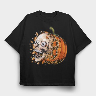 Pumpkin Skull Feast, Tricou Oversize Barbati (Unisex)