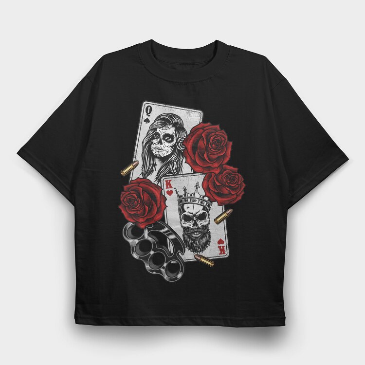 Queen Of Hearts, Tricou Oversize Barbati (Unisex)