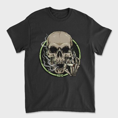 Skull 420 Smoke, Tricou Barbati (Unisex)