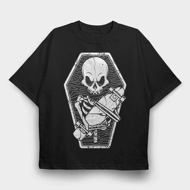 Skull Coffin Cross, Tricou Oversize Barbati (Unisex)