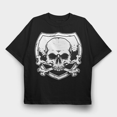 Skull Crossbones Shield, Tricou Oversize Barbati (Unisex)