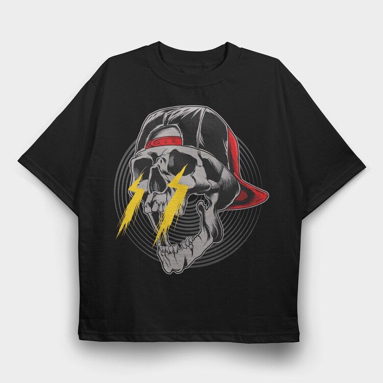 Skull Lightning Cap, Tricou Oversize Barbati (Unisex)