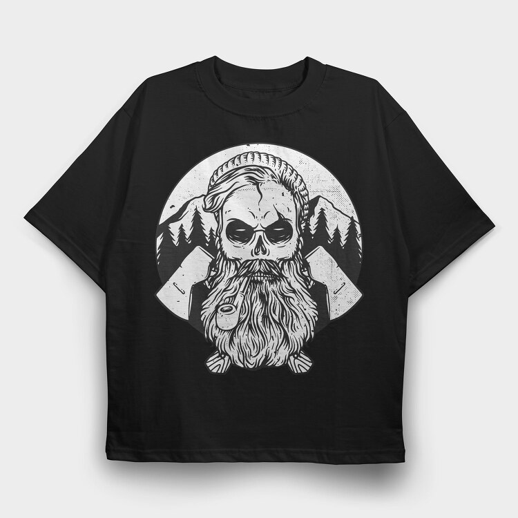 Skull Mountain Pipe, Tricou Oversize Barbati (Unisex)
