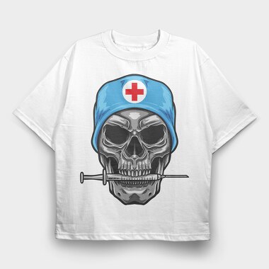 Skull Nurse Syringe, Tricou Oversize Barbati (Unisex)