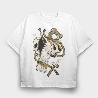 Skull Rope Brush, Tricou Oversize Barbati (Unisex)