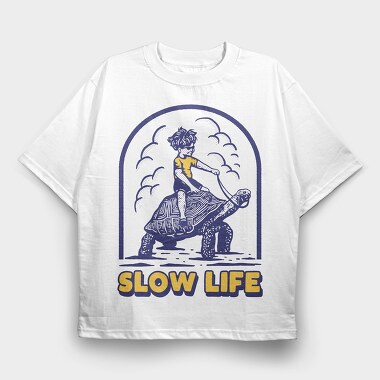 Slow Turtle Ride, Tricou Oversize Barbati (Unisex)