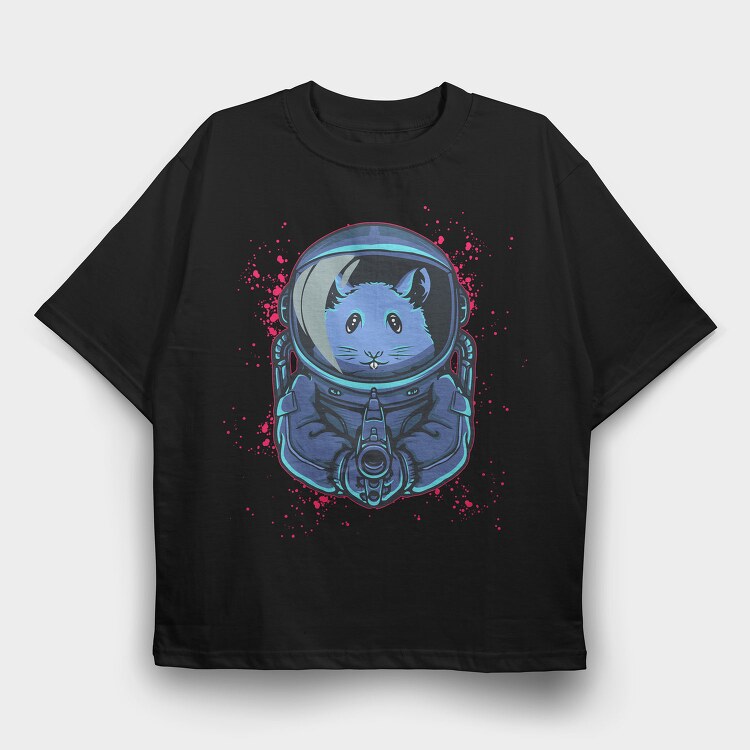 Space Cat Astronaut, Tricou Oversize Barbati (Unisex)
