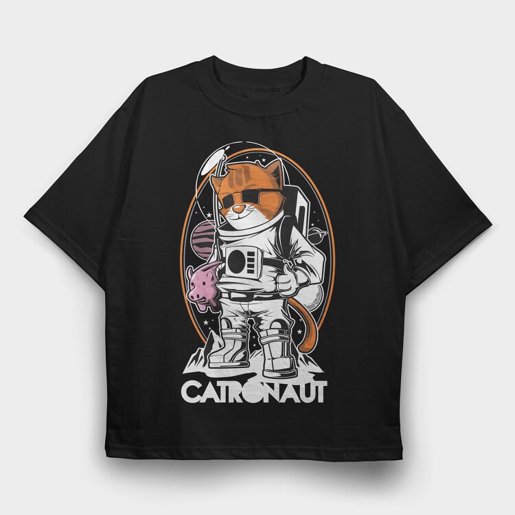 Space Cat Explorer, Tricou Oversize Barbati (Unisex)