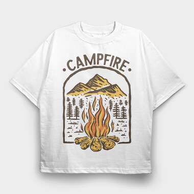 Campfire Mountain Adventure, Tricou Oversize Barbati (Unisex)