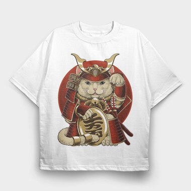 Cat Samurai Armor, Tricou Oversize Barbati (Unisex)