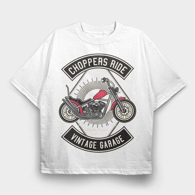 Choppers Ride Garage, Tricou Oversize Barbati (Unisex)