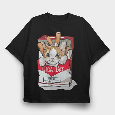 Cigarette Cat Warning, Tricou Oversize Barbati (Unisex)