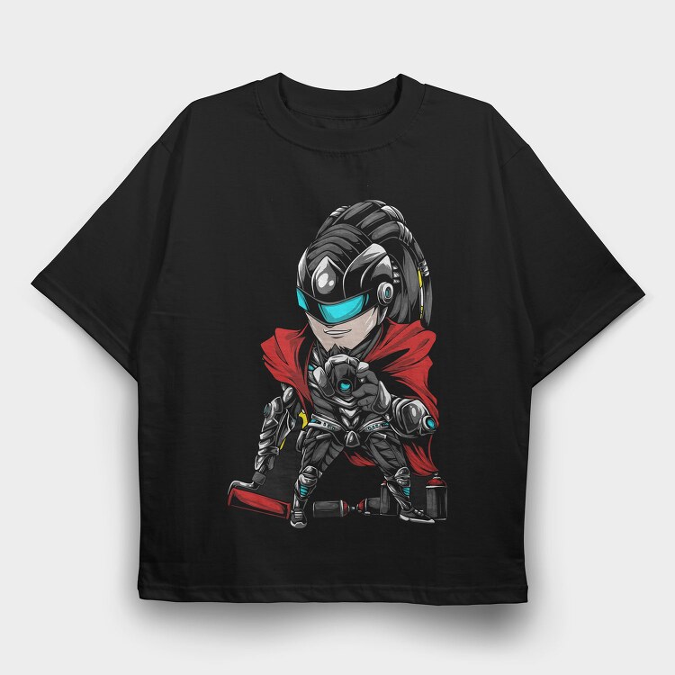 Cyberpunk Hero, Tricou Oversize Barbati (Unisex)