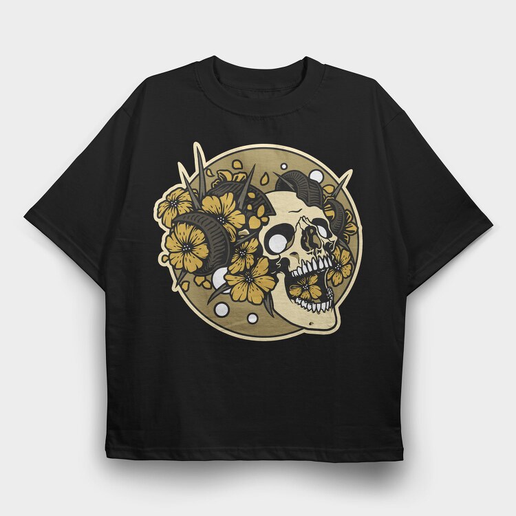Day Of The Dead Skull, Tricou Oversize Barbati (Unisex)