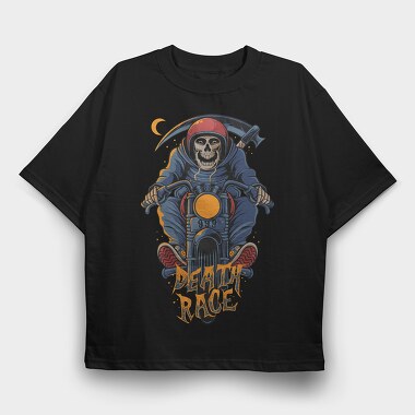 Death Race Skull, Tricou Oversize Barbati (Unisex)