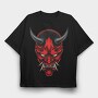 Demon Mask Red, Tricou Oversize Barbati (Unisex)