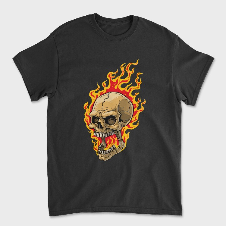 Flaming Skull, Tricou Barbati (Unisex)