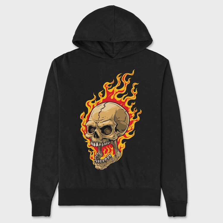 Flaming Skull, Hanorac Oversize Barbati (Unisex)