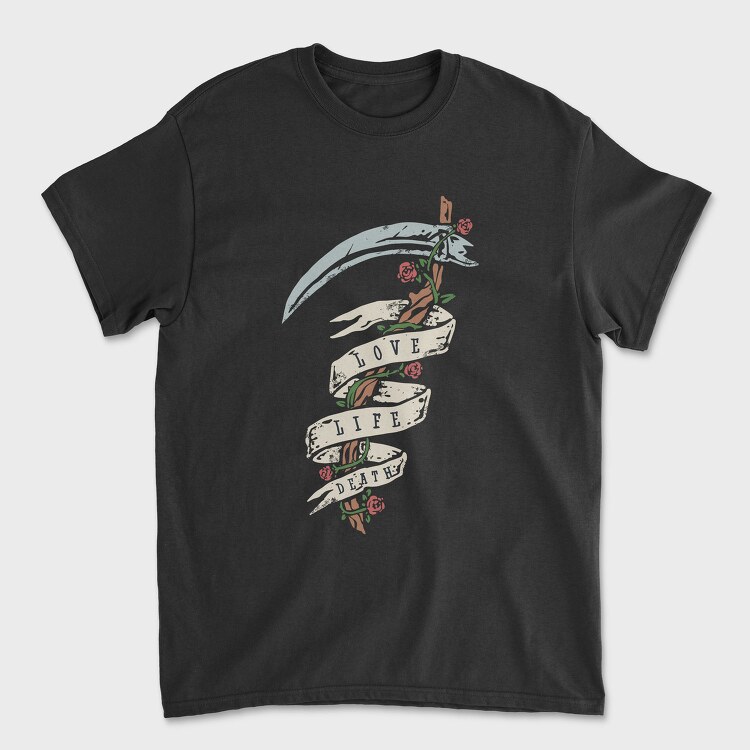 Love Life Death Roses, Tricou Barbati (Unisex)