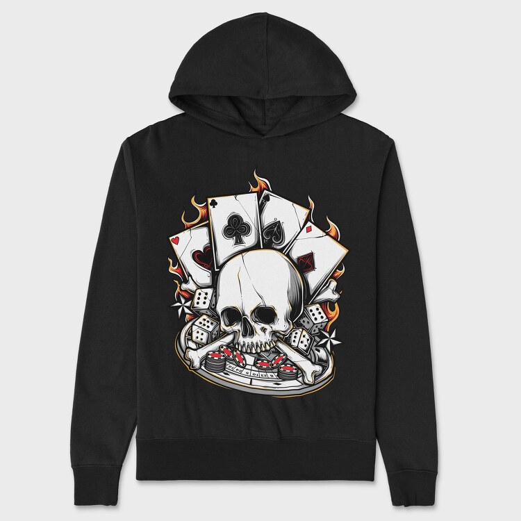 Poker Skull Bones, Hanorac Oversize Barbati (Unisex)