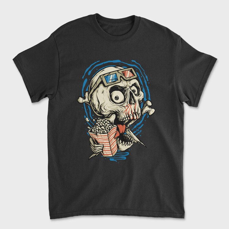 Popcorn Skull 3D, Tricou Barbati (Unisex)