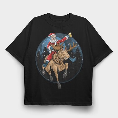 Santa Moose Ride, Tricou Oversize Barbati (Unisex)