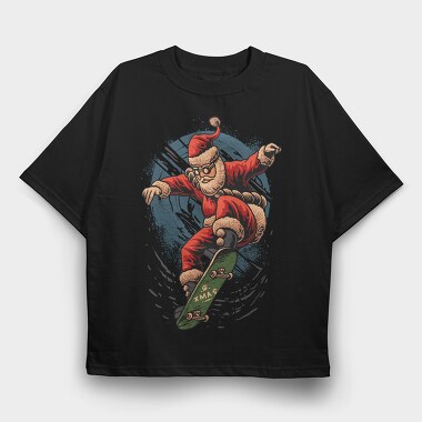 Santa Skate Xmas, Tricou Oversize Barbati (Unisex)