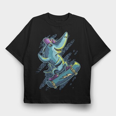 Skate Shark Neon, Tricou Oversize Barbati (Unisex)