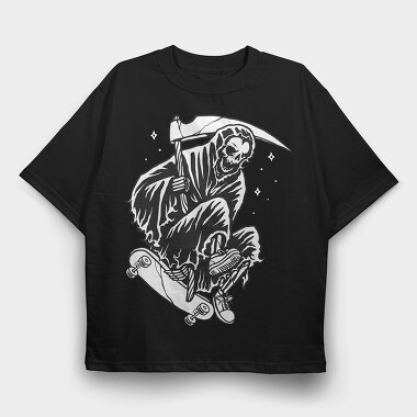 Skateboard Grim Reaper 1, Tricou Oversize Barbati (Unisex)