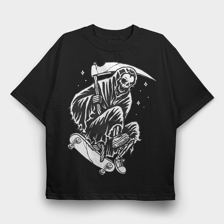Skateboard Grim Reaper 1, Tricou Oversize Barbati (Unisex)