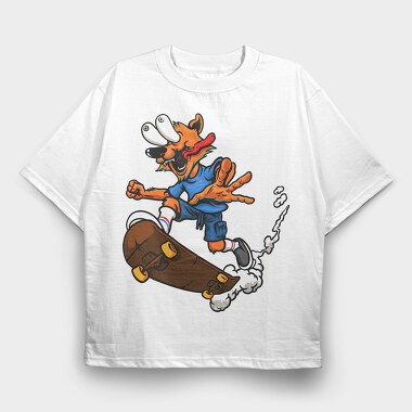 Skateboarding Fox, Tricou Oversize Barbati (Unisex)