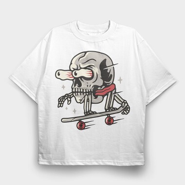 Skateboarding Skull 1, Tricou Oversize Barbati (Unisex)