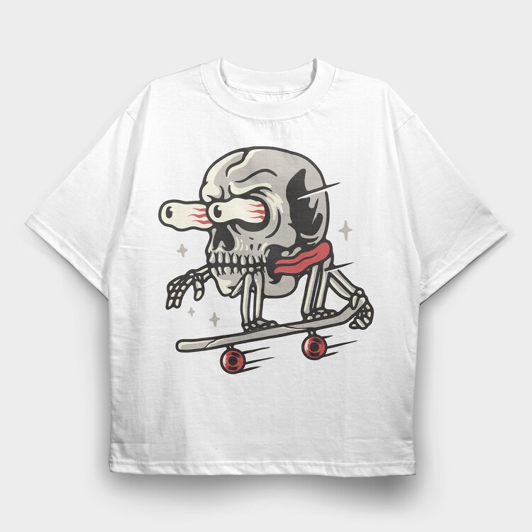 Skateboarding Skull 1, Tricou Oversize Barbati (Unisex)