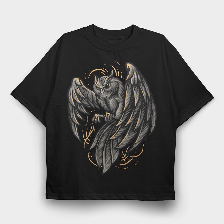 Stormy Owl Flight, Tricou Oversize Barbati (Unisex)