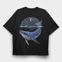 Whale Moon Night, Tricou Oversize Barbati (Unisex)
