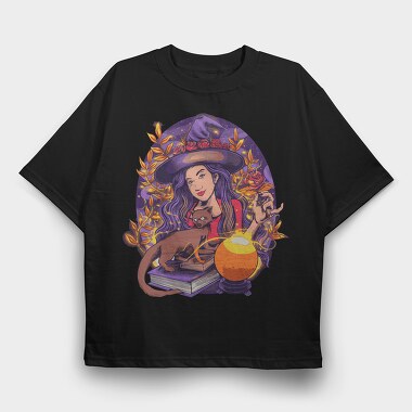 Witchcraft And Cat, Tricou Oversize Barbati (Unisex)