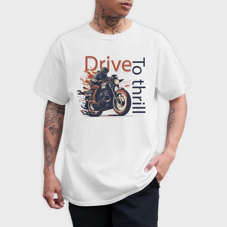 MotorcycleArt RetroStyle, Tricou Barbati (Unisex)