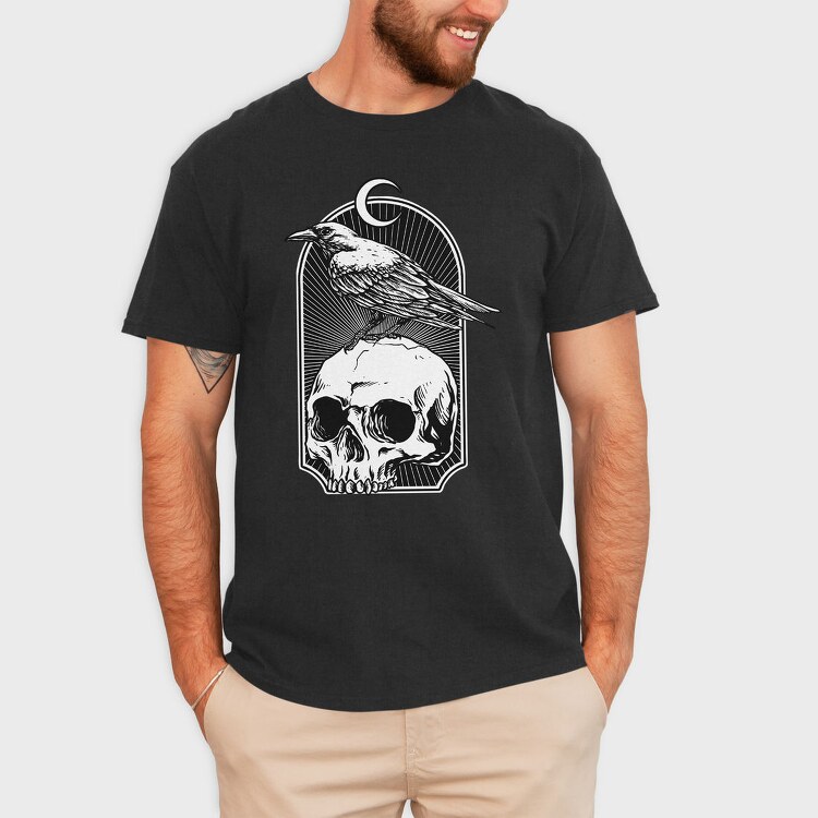 Raven Moon Skull, Tricou Barbati (Unisex)