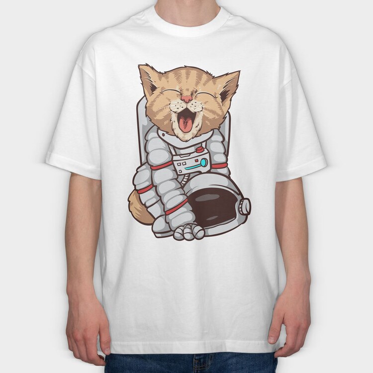 Cat Astronaut Space, Tricou Oversize Barbati (Unisex)