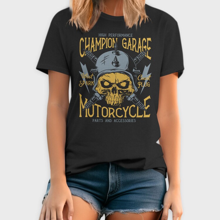 Champion Garage Motorcycle, Tricou Barbati (Unisex)