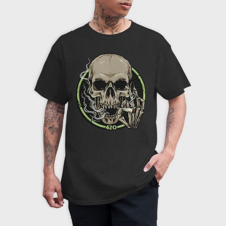 Skull 420 Smoke, Tricou Barbati (Unisex)