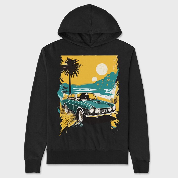 Hanorac Barbati (Unisex), Classic Car Palm Trees Sun Sea City