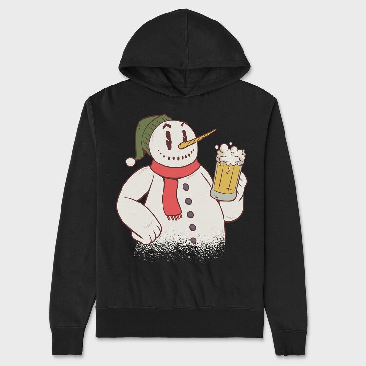 Snowman Beer, Hanorac Oversize Barbati (Unisex)